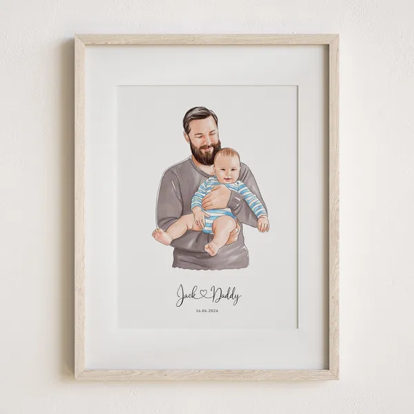 Personalized Father Portrait Family Art Print
