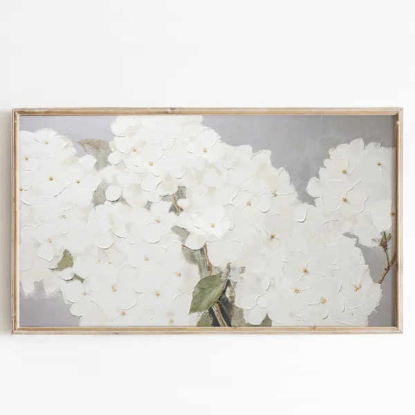 White Hydrangea Artwork, Summer Seasonal Art Print