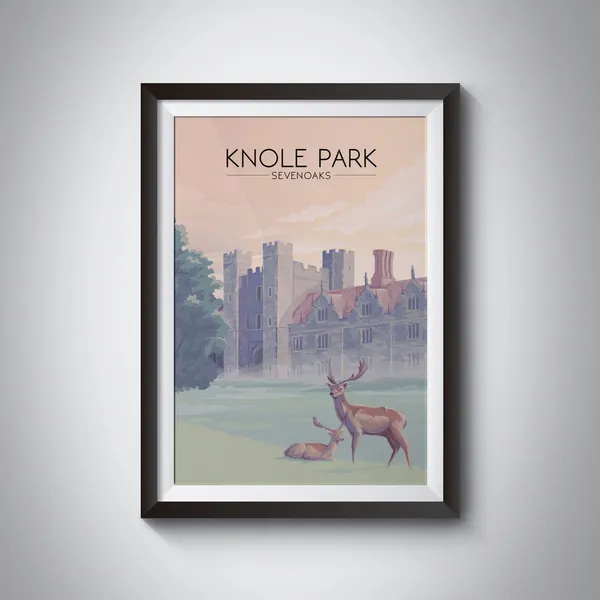 Knole Park Travel Poster, Sevenoaks Kent Downs