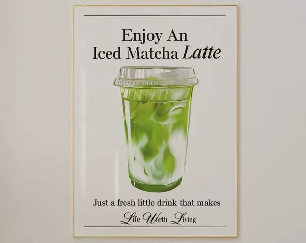 Iced Matcha Latte Retro Aesthetic Art Print