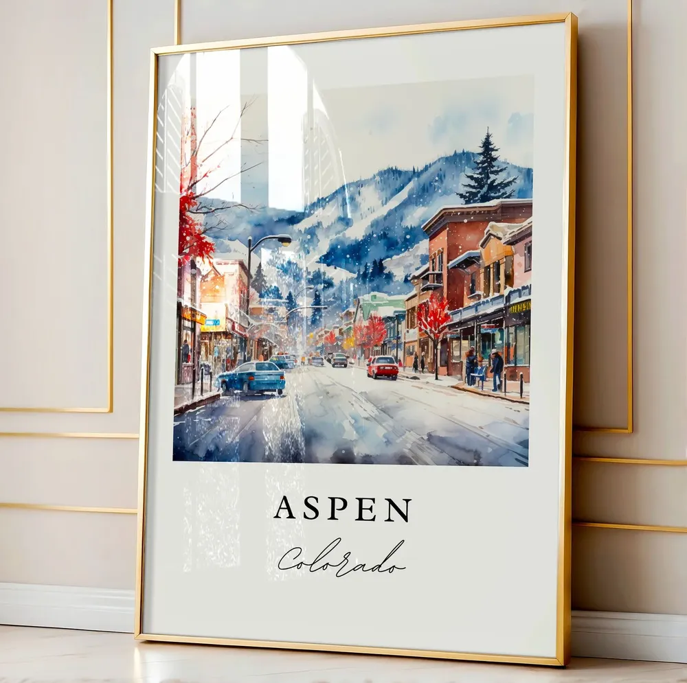 Aspen Colorado Travel Poster, Custom Text Art Print - Image 4