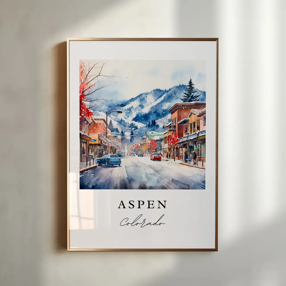 Aspen Colorado Travel Poster, Custom Text Art Print