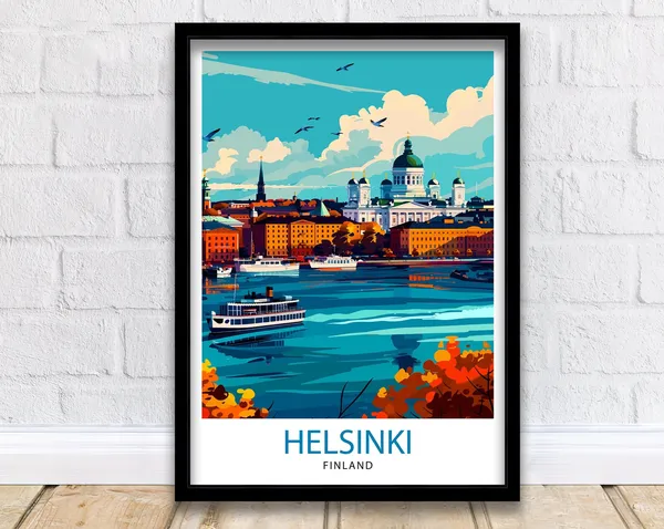 Helsinki Finland Travel Poster, European Wall Decor