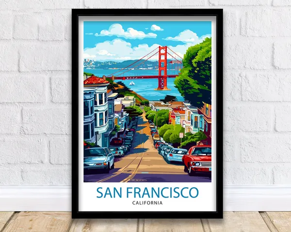 San Francisco California Travel Poster, Wall Decor