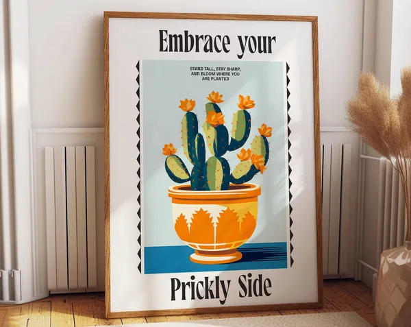 Prickly Side Cactus Quote Poster Print, Desert Decor