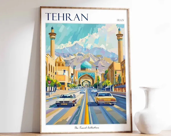 Tehran Travel Poster, Tropical City Wall Art