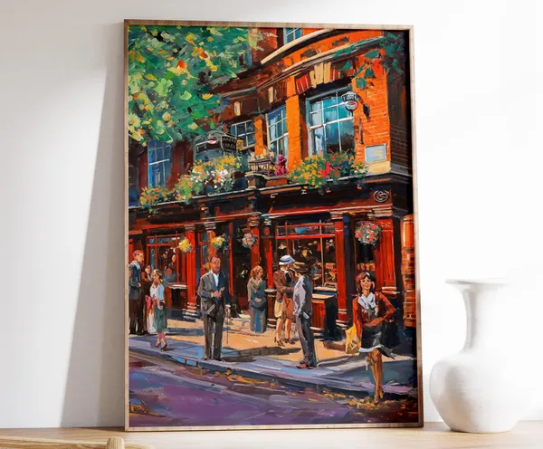Vintage London Pub Poster, Retro Kitchen Wall Art