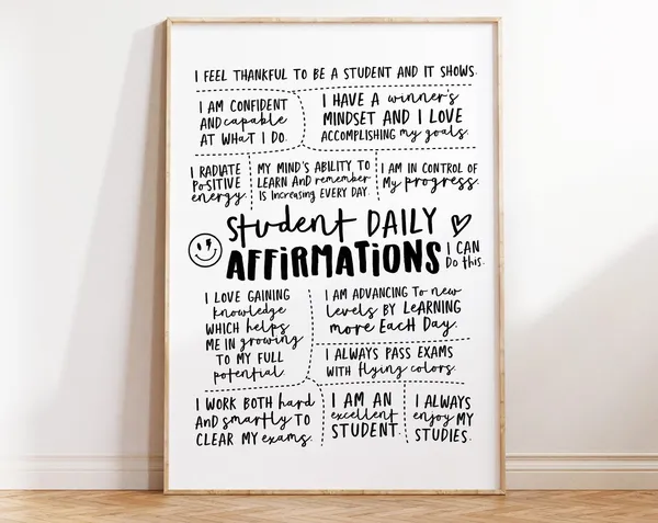 Student Daily Affirmations Classroom Poster Print