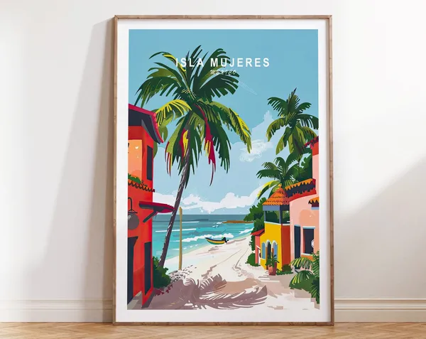 Isla Mujeres Mexico Travel Poster, Coastal Wall Art
