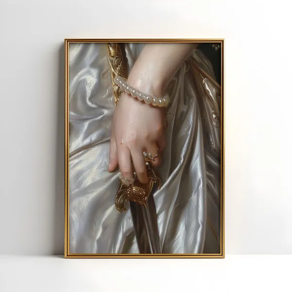 Elegant Lady In Satin Dress, Neoclassical Art Print