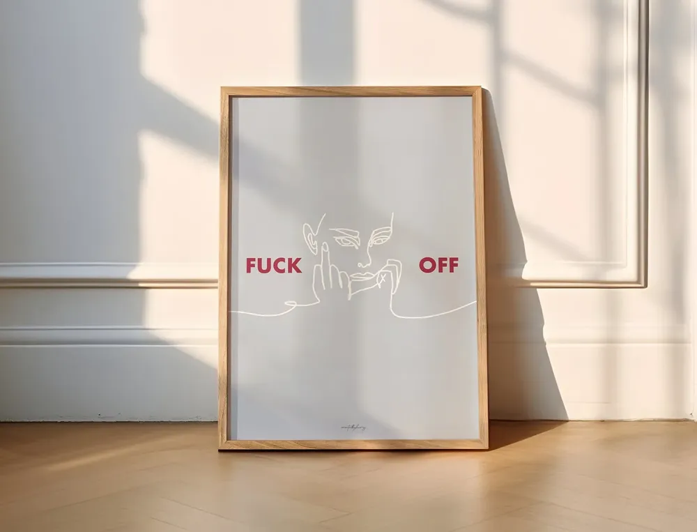 Fuck Off Line Drawing Abstract Poster