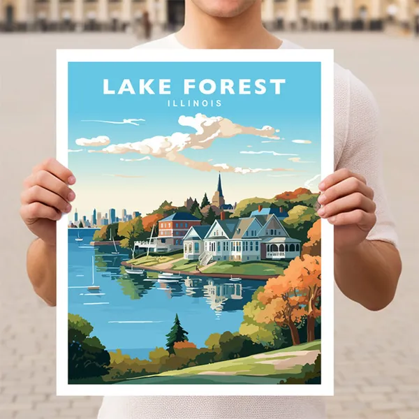 Lake Forest Illinois Travel Poster, Wall Art Print