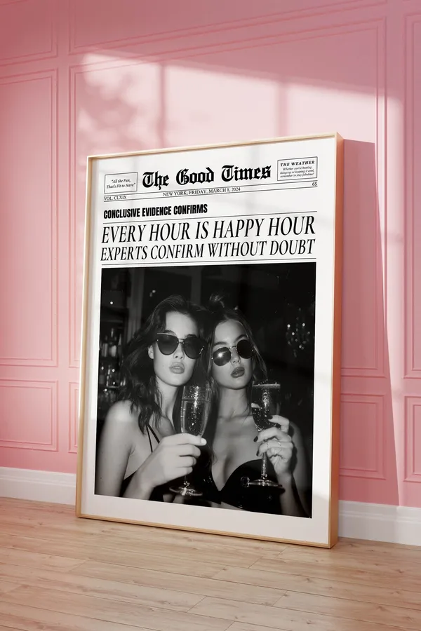 Newspaper Bar Cart Decor, Funny Quote Art Print