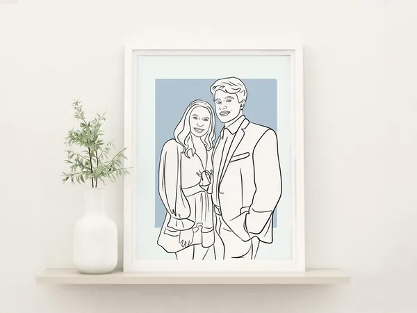 Custom Couple Line Drawing Personalized Art Print