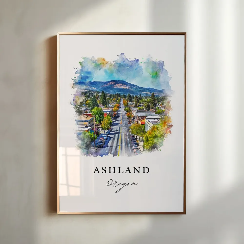Ashland, Oregon Travel Poster, Custom Text