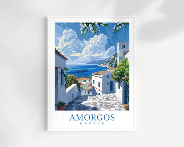 Amorgos Greece Travel Poster, Europe Wall Art