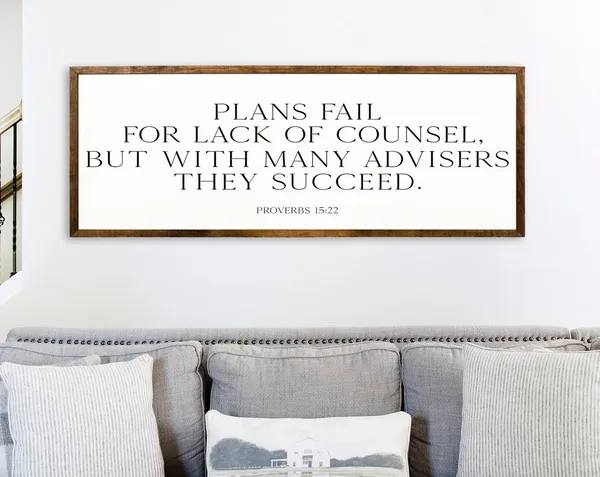 Proverbs 15:22 Scripture Wall Decor, Bible Verse Art Print
