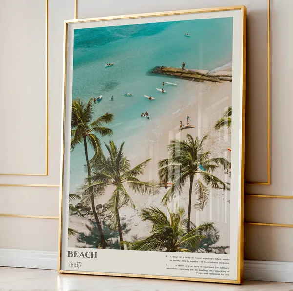 Coastal Beach Summer Aerial Photography Art Print