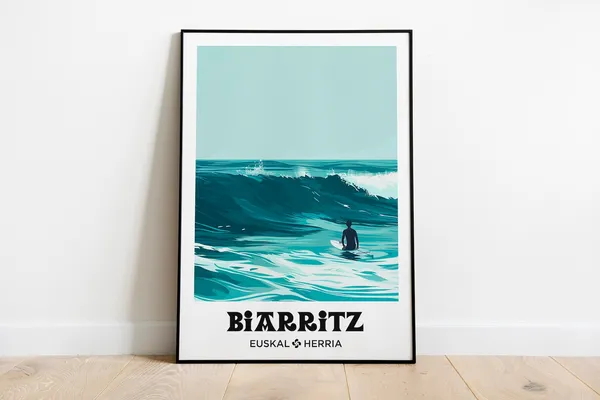 Biarritz Surf Poster, Minimalist Basque Country