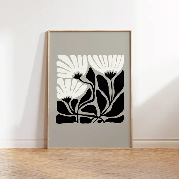 Dark Flowers Abstract Floral Modern Wall Decor