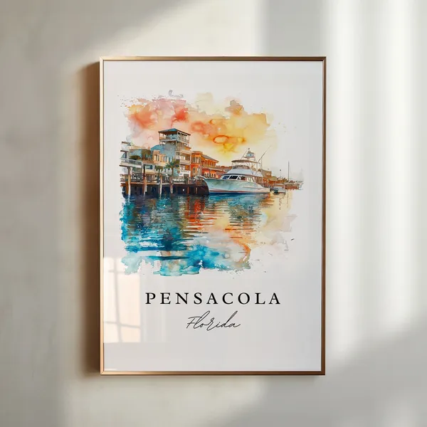 Pensacola FL Travel Poster, Custom Text Gift