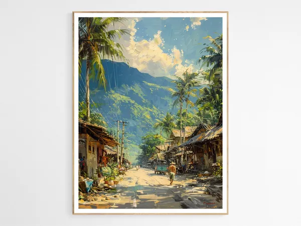 Rustic Philippines Scene Art Print, Filipino Culture
