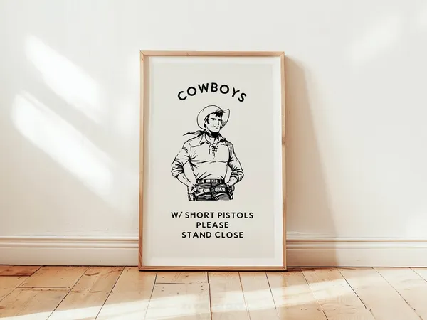 Cowboy Bathroom Humor Art Print, Western Style