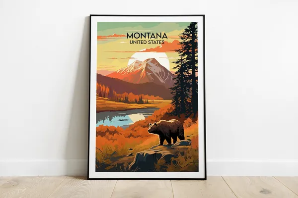 Montana Travel Poster, United States Custom Print