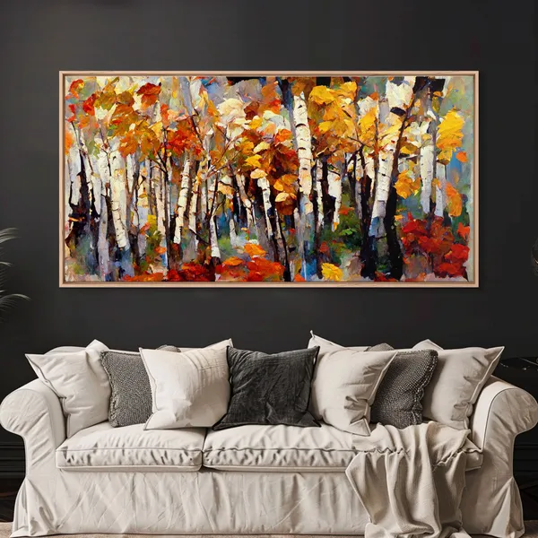 Birch Trees Print, Boho Autumn Forest Art Print