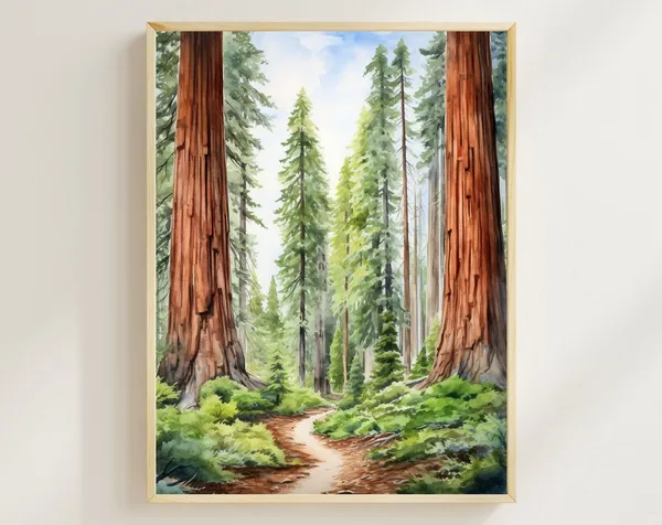 Sequoia National Park Watercolor Travel Poster