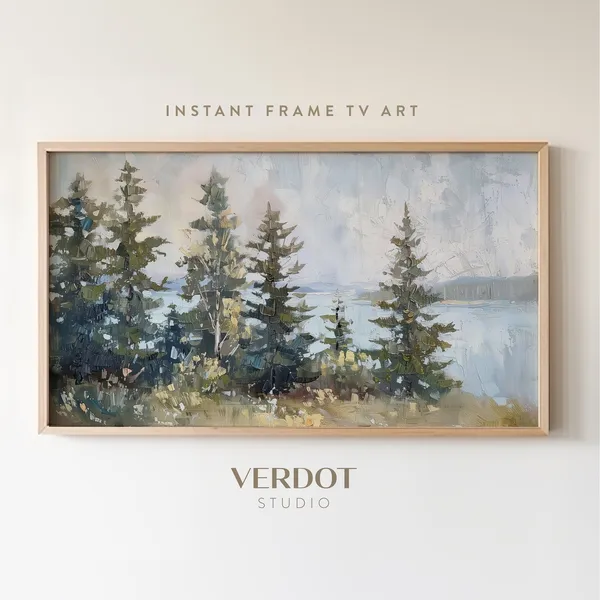 Evergreen Lake Summer Landscape Art Print