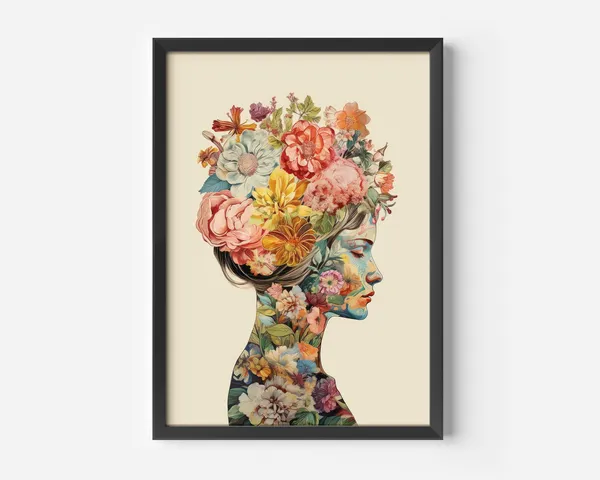 Woman Portrait Vintage Botanical Illustration Art Print
