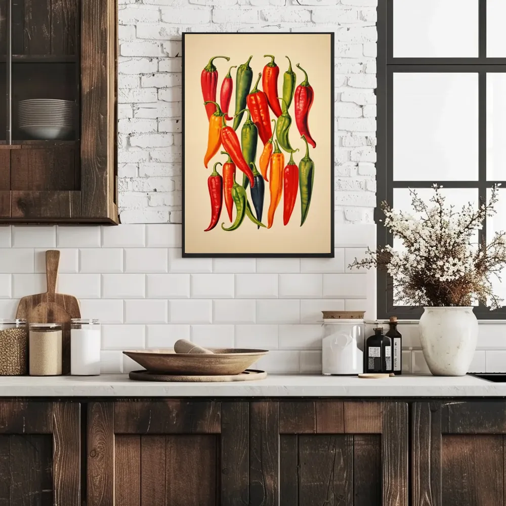 Vintage Chili Peppers Southwest Kitchen Art Print - Image 2