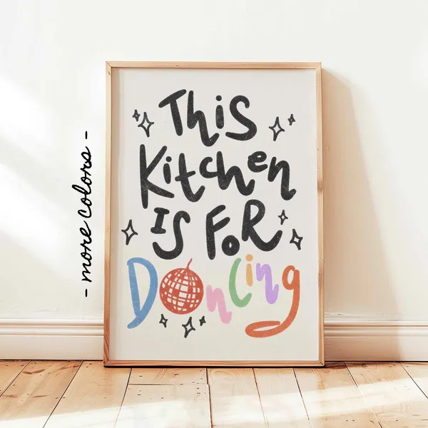 Kitchen Is For Dancing Retro Kitchen Disco Print