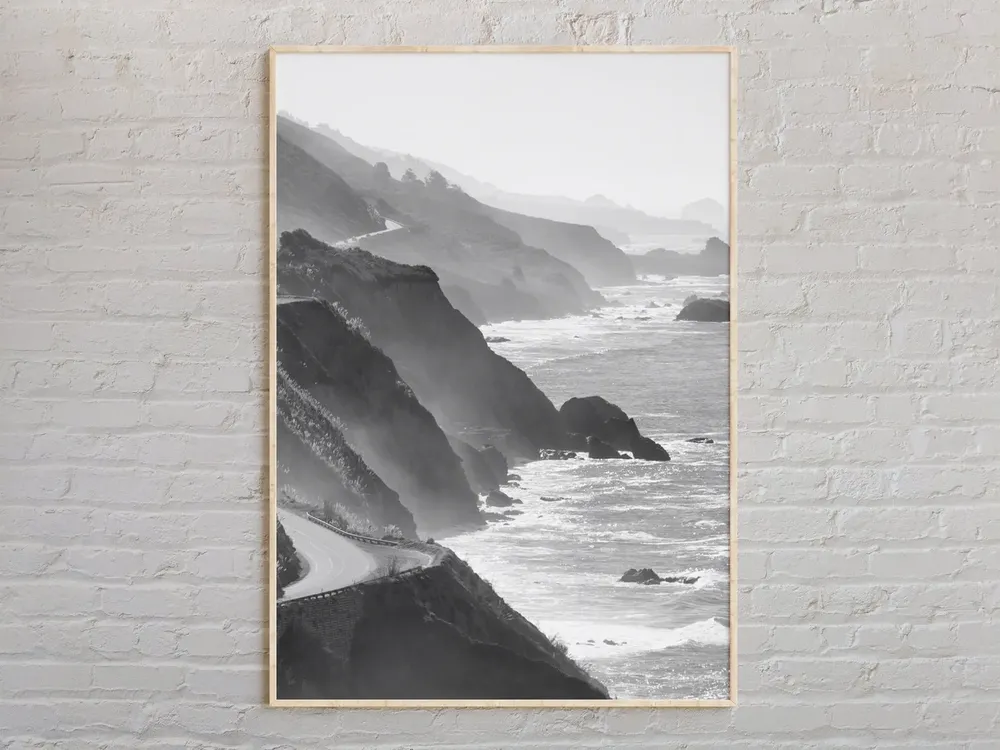 Big Sur Black And White Travel Poster