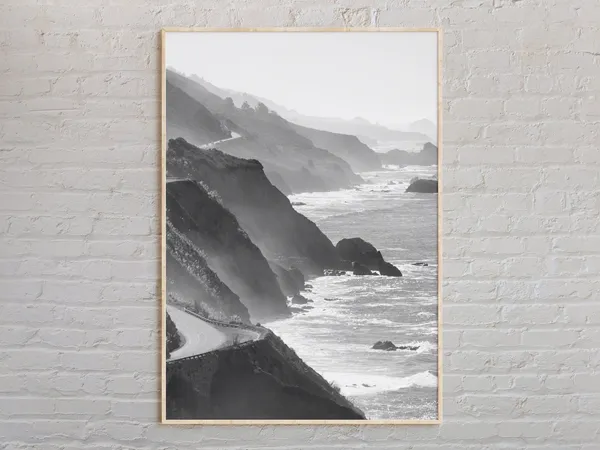 Big Sur Black And White Travel Poster