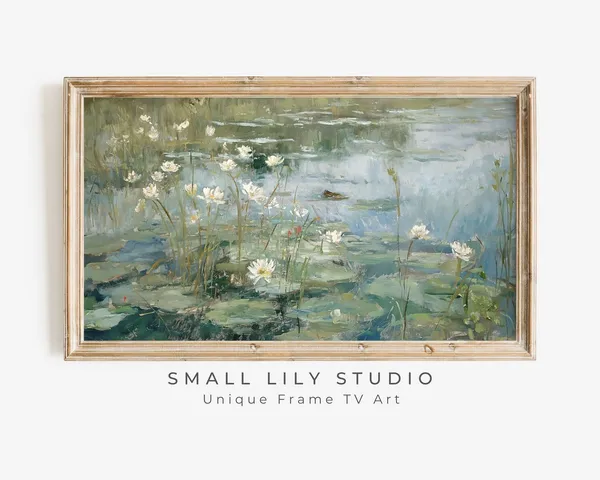 Lily Pond Summer Vintage Floral Art Print