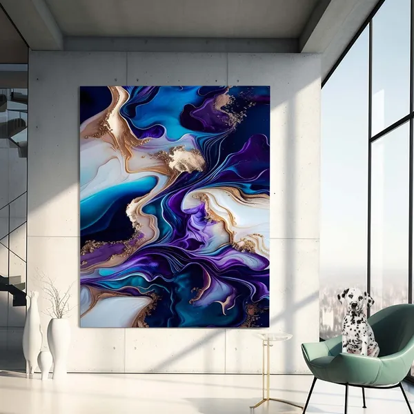 Purple Marble Glass Mosaic Floral Wall Art Print