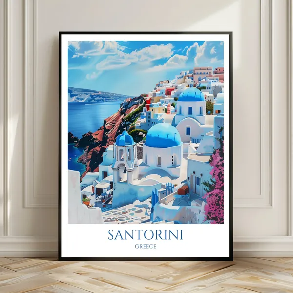 Santorini Travel Poster, Pearl of the Aegean