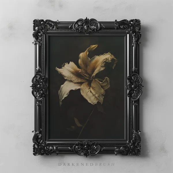 Dark Floral Lily Flower Botanical Oil Painting Art Print