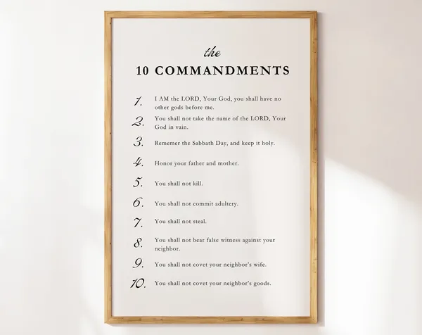 The 10 Commandments Christian Bible Verse Art Print