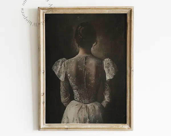 Vintage Woman Painting, Dark Academia Art Print