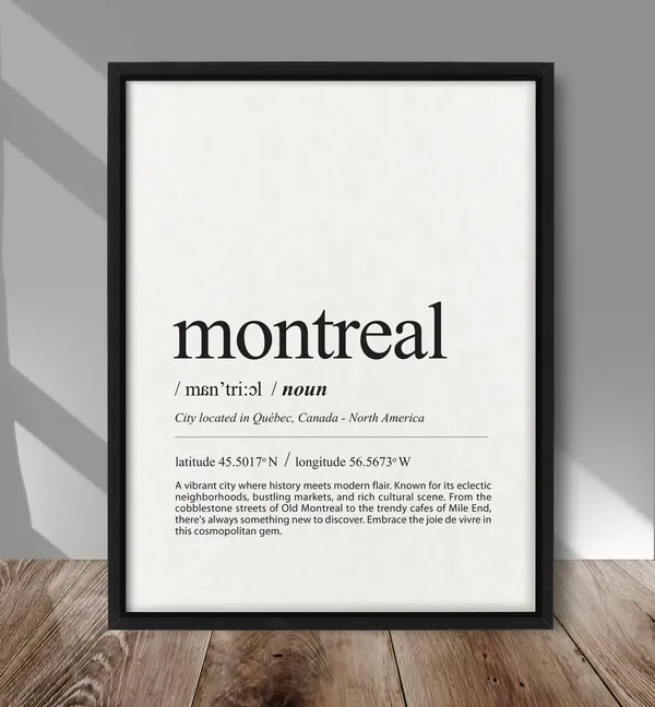 Montreal Typography Travel Poster, City Definition