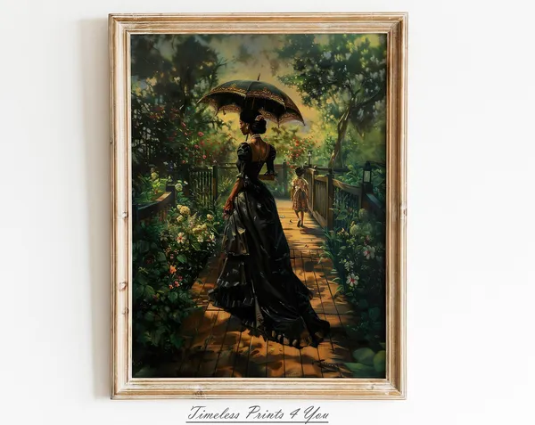 Victorian Black Girl Portrait, Vintage Art Print