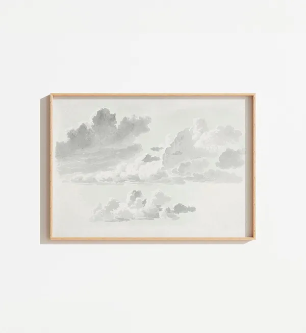 Vintage Cloud Painting, Neutral Landscape Art Print