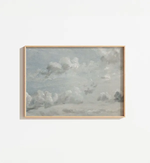 Vintage Cloud Painting Neutral Landscape Art Print