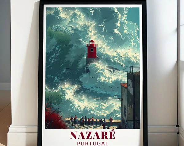 Nazare Praia Do Norte Travel Poster, Portugal