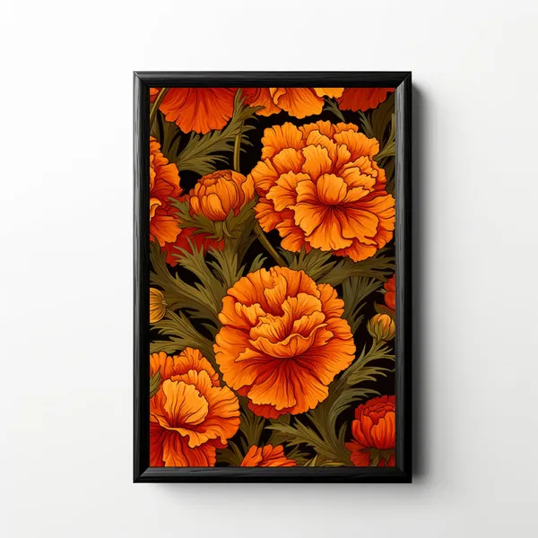 Vintage Marigold Pair, William Morris Style Art Print
