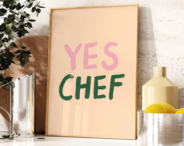 Yes Chef Kitchen Art Funky Poster