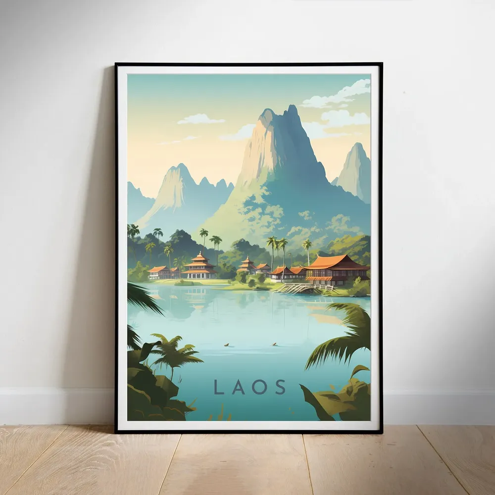Laos Travel Poster, New Home Gift